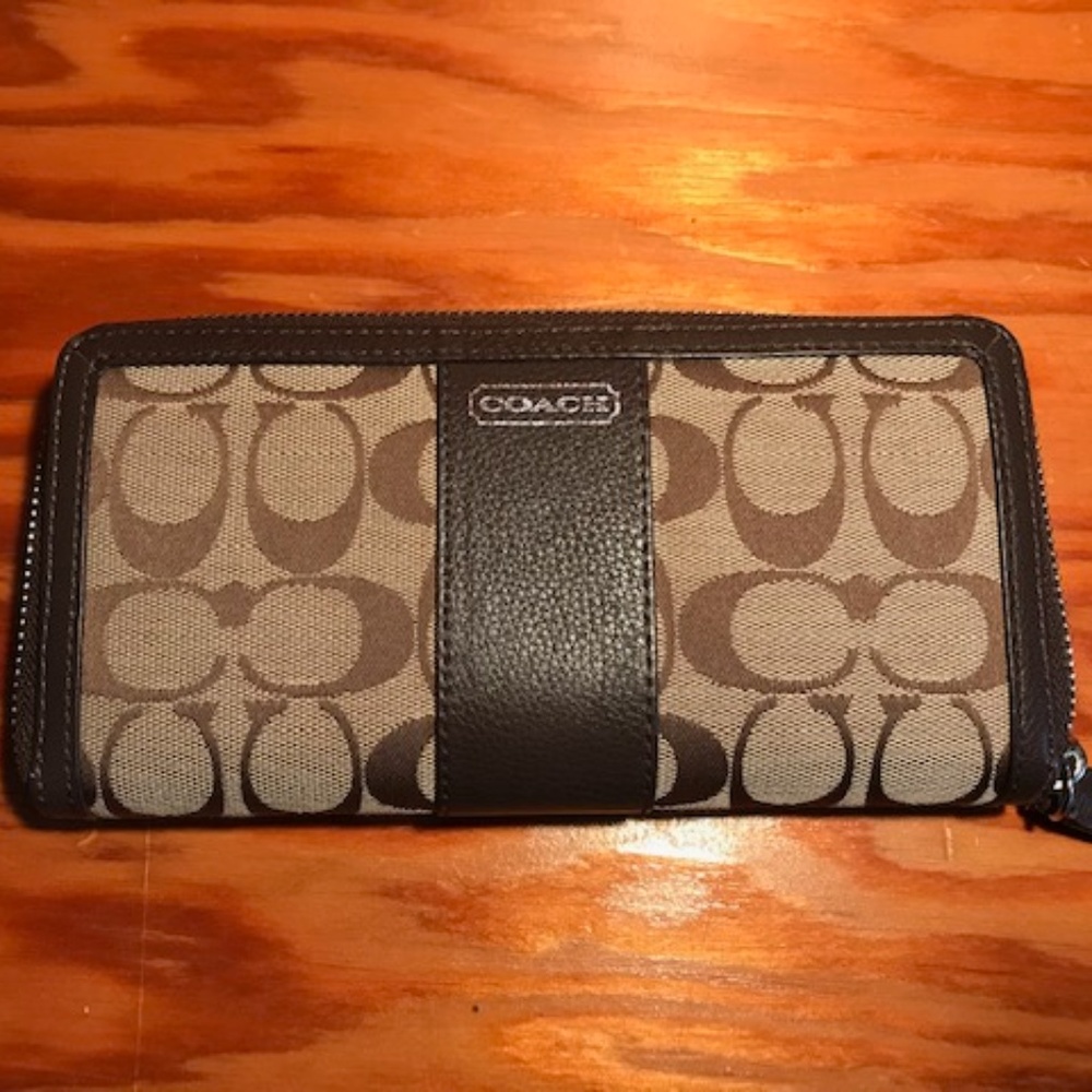 Coach Brown Signature canvas and leather wallet